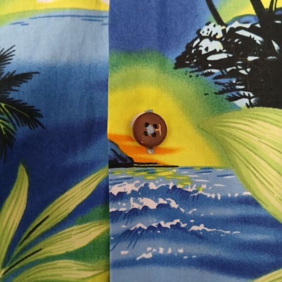 Favant Blue Hawaiian Shirt for Men Vibrant Floral Tropical Short Sleeve Medium - Picture 6 of 10